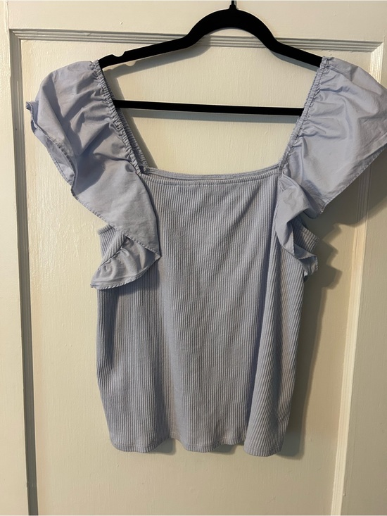 a new day Tops - a new day Light Periwinkle Ruffle-Sleeve Square-Neck Tank